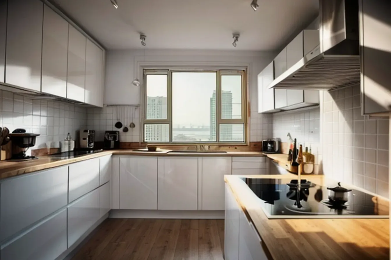 Modern small kitchen with smart storage solutions